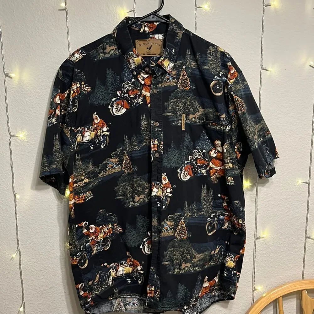 NWOT North River Santa Choppers Motorcycle 🏍 Biker Button Down